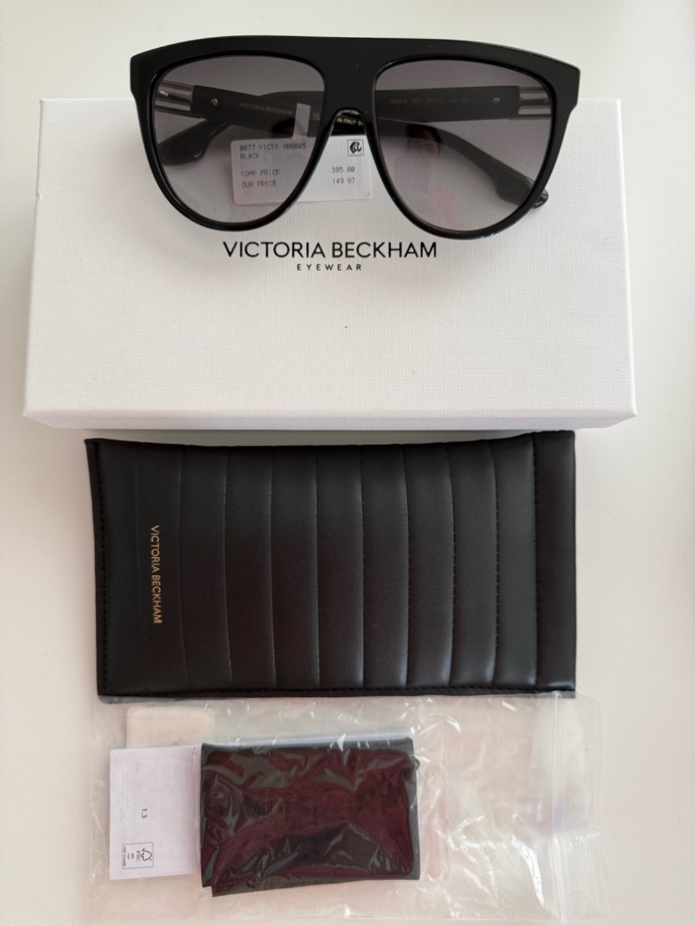 Victoria Beckham Black Aviators Sunglasses NWT
